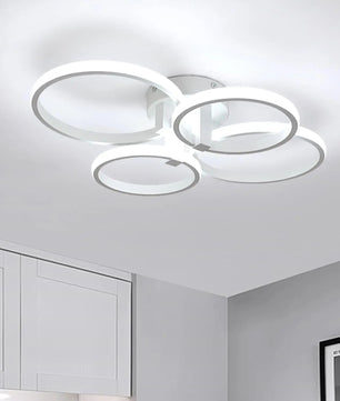 Moderne LED Plafondlamp 48W – Ronde Designlamp met Vier Ringen – Acryl en Metaal – 6500K Koelwit – 5400 Lumen