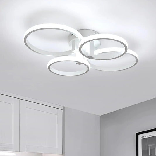 Moderne LED Plafondlamp 48W – Ronde Designlamp met Vier Ringen – Acryl en Metaal – 6500K Koelwit – 5400 Lumen