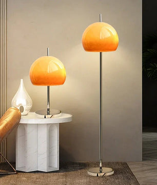 Bauhaus Retro Glazen Tafellamp – Paddenstoel Lamp met Oranje Gradiënt – Decoratieve Sfeerlamp voor Woonkamer en Slaapkamer