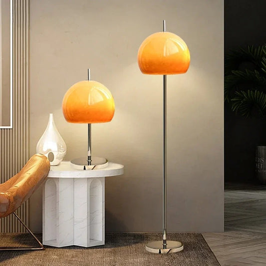 Bauhaus Retro Glazen Tafellamp – Paddenstoel Lamp met Oranje Gradiënt – Decoratieve Sfeerlamp voor Woonkamer en Slaapkamer