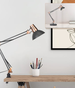 Verstelbare Bureaulamp met Scharnierarm – Industriële Metalen Klemlamp met E27 Fitting voor Werk en Lezen