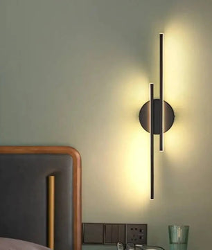 LED Wandlamp Dubbellijn – Scandinavisch Minimalistisch Design met Driekleuren LED – Moderne Acryl Wandverlichting voor Woonkamer en Slaapkamer