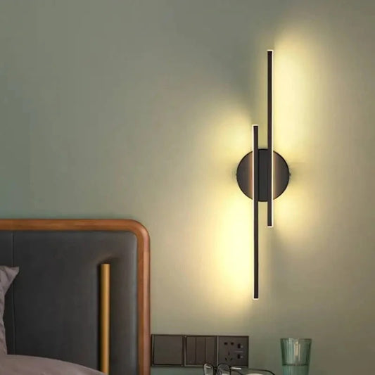 LED Wandlamp Dubbellijn – Scandinavisch Minimalistisch Design met Driekleuren LED – Moderne Acryl Wandverlichting voor Woonkamer en Slaapkamer