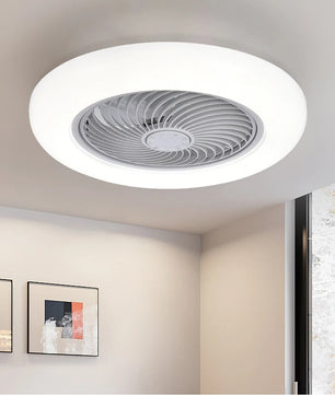 Slimme Plafondventilator met LED-Verlichting – 52 cm Ventilatorlamp met Onzichtbare Bladen, Afstandsbediening en Stille Werking voor Slaapkamer en Woonkamer