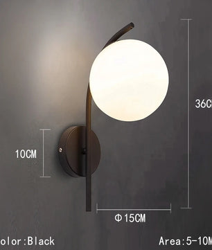 LED Glazen Bol Wandlamp – Metalen Design Wandverlichting in Goud of Zwart – Moderne Sfeerlamp voor Woonkamer en Slaapkamer