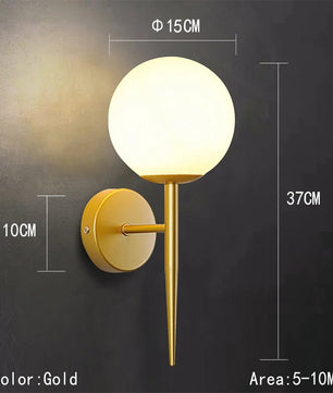 LED Glazen Bol Wandlamp – Metalen Design Wandverlichting in Goud of Zwart – Moderne Sfeerlamp voor Woonkamer en Slaapkamer
