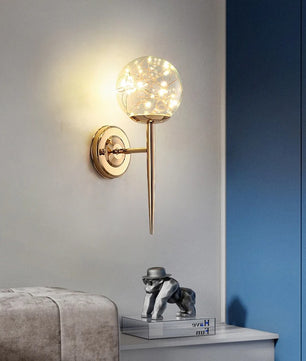 Glazen Ster Wandlamp – Moderne LED Wandverlichting van Glas en Metaal – Decoratieve Sfeerlamp voor Slaapkamer en Woonkamer