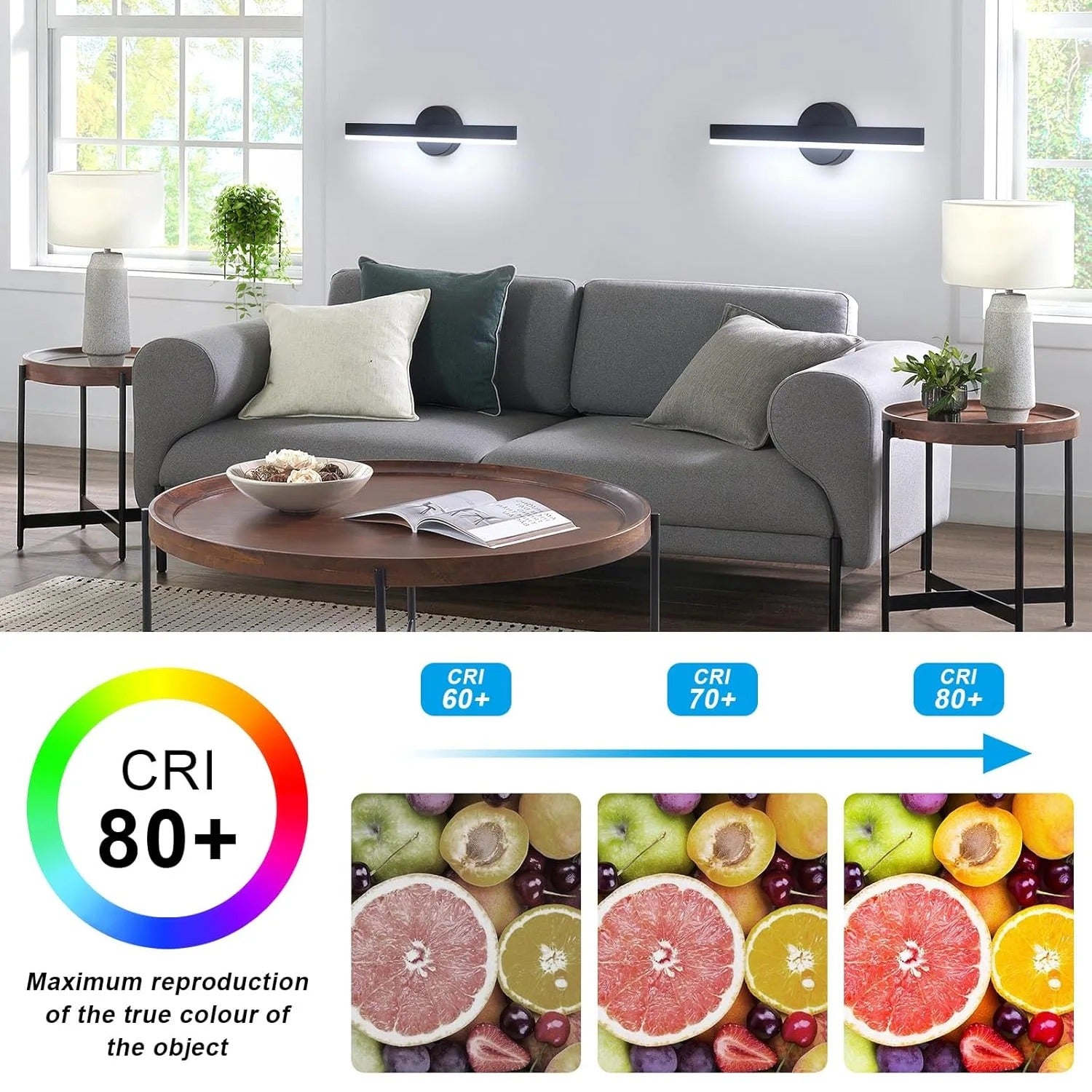 Moderne LED Wandlamp – 12W Draaibaar 360° – Zwart Aluminium en Acryl – Koel Wit 6500K – Voor Woonkamer, Hal en Studieruimte