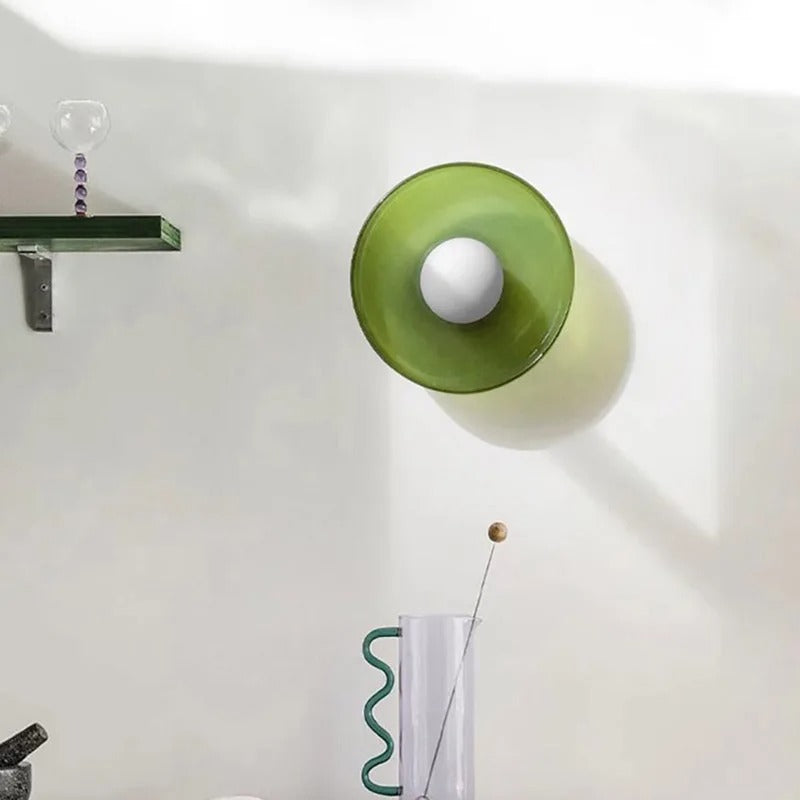 Scandinavische Glazen Plafondlamp – LED Opbouwlamp met Gekleurde Glazen Kap voor Hal, Woonkamer en Slaapkamer