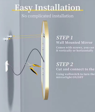 Ovale LED Badkamerspiegel met Gouden Frame – Dimbaar, Anticondens & Touchbediening – Luxe Spiegel met 3 Lichtkleuren en Geheugenfunctie