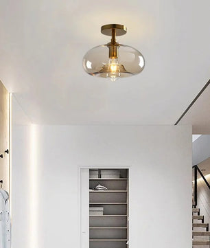 Moderne Glazen Plafondlamp – Minimalistische LED Plafondverlichting met E27 Fitting voor Woonkamer en Hal