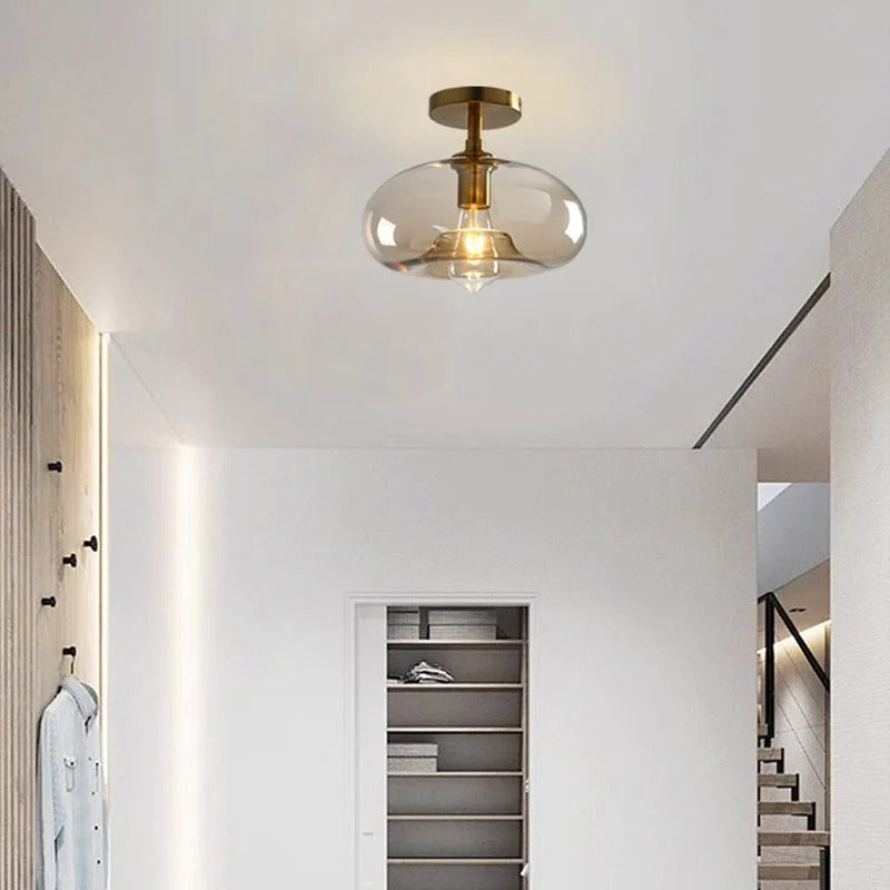 Moderne Glazen Plafondlamp – Minimalistische LED Plafondverlichting met E27 Fitting voor Woonkamer en Hal