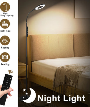 Multifunctionele Dimbare LED Vloerlamp – 360° Verstelbaar – 1800K-6000K – Nachtlamp, Timer & Geheugenfunctie