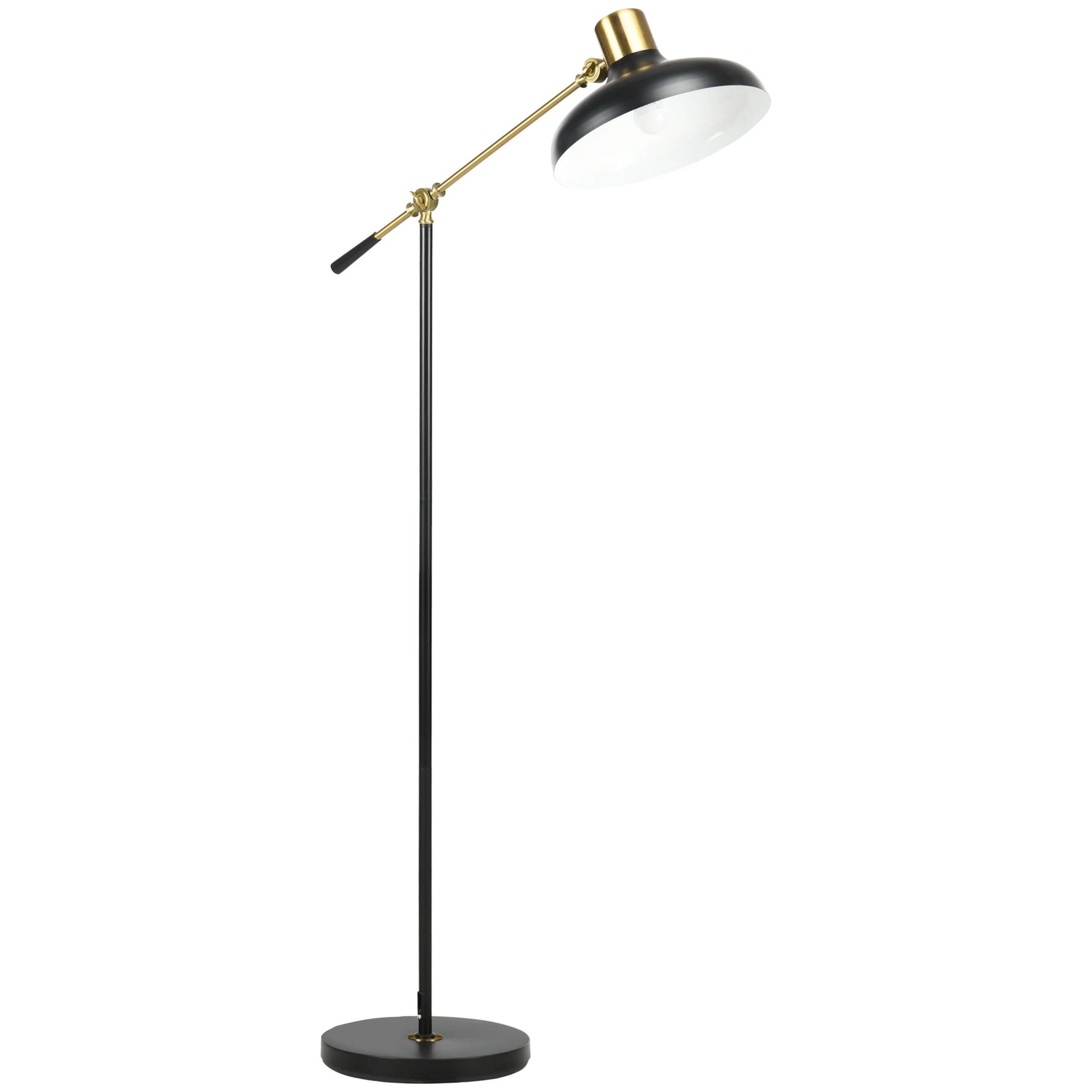 Industriële Vloerlamp Verstelbaar – Zwarte Metalen Staande Lamp met Roteerbare Lampkop – E27 Leeslamp voor Woonkamer en Kantoor