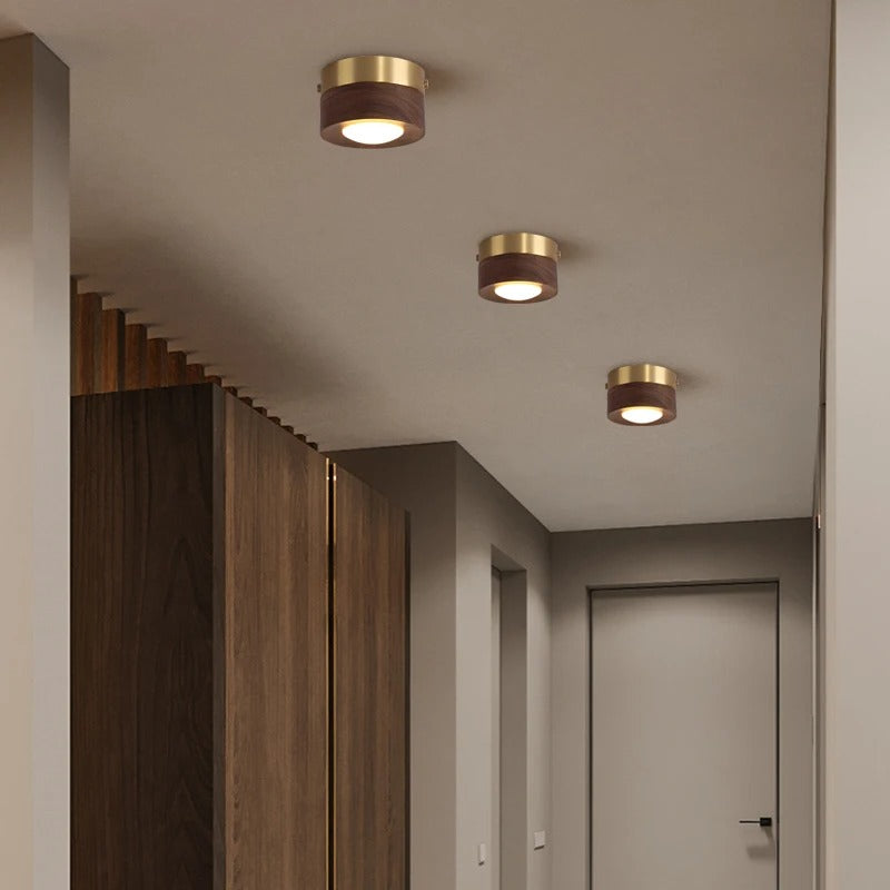 Walnoot Houten LED Plafondlamp – Moderne Minimalistische Plafondverlichting voor Gang en Kamer
