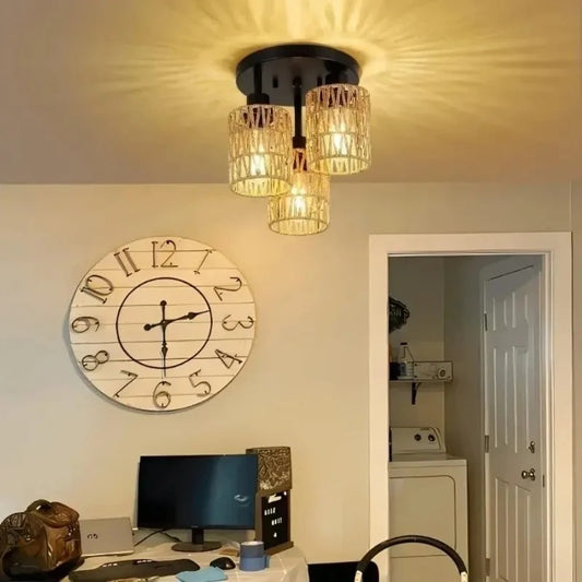 Handgemaakte Rotan Plafondlamp – Boho Geweven Kroonluchter van Rotan en Hennep – E27 Fitting voor Woonkamer, Eetkamer en Slaapkamer