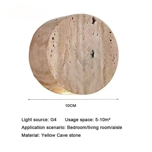 Wabi-Sabi Travertijn LED Wandlamp – Natuursteen Sfeerverlichting voor Slaapkamer en Gang