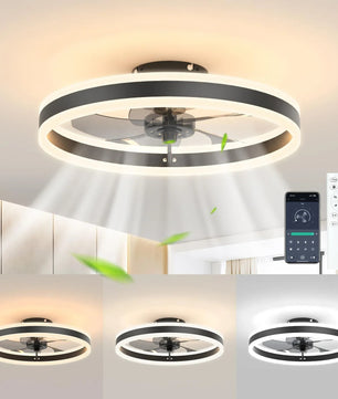 Moderne LED Plafondventilator – Stille Ventilatorlamp met Dimbare Verlichting, Omkeerbare Motor en Afstandsbediening voor Slaapkamer en Woonkamer