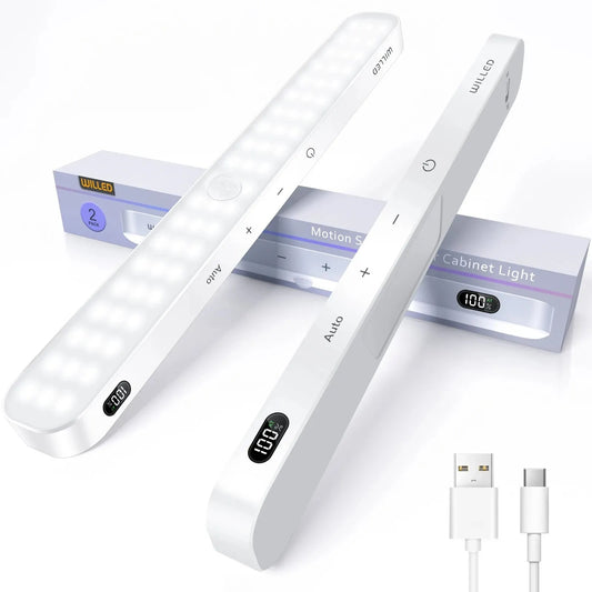 Bewegingssensor LED Kastlamp met Batterijdisplay – 60 LEDs, Dimbaar & Oplaadbaar via USB-C – Draadloze Lichtbalk voor Kast, Keuken & Nachtverlichting