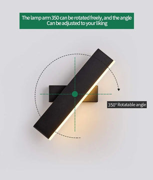LED Wandlamp Zwart – 360° Draaibare Wandlamp van Metaal en Acryl – 7W Warm Licht 3500K voor Slaapkamer, Woonkamer & Trap