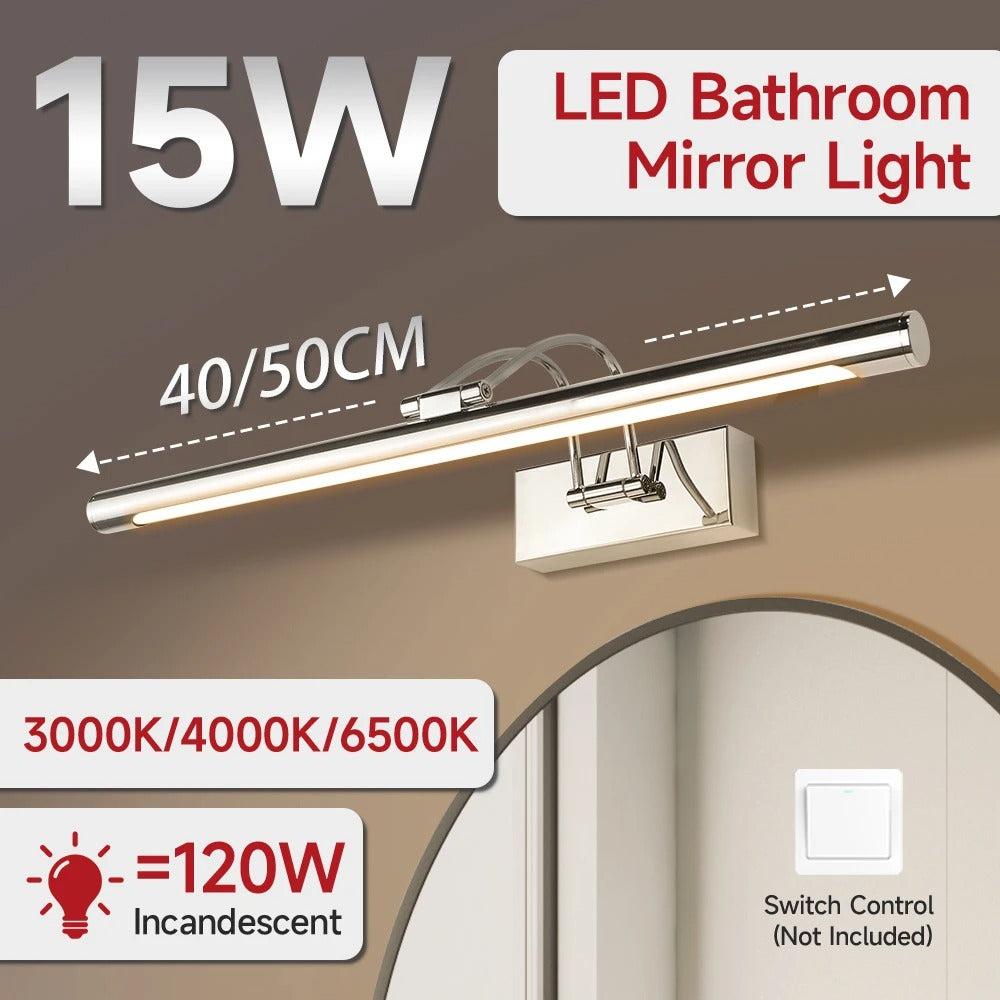 LED Wandlamp met Afstandsbediening – Dimbare Spiegelverlichting met 3 Lichtkleuren – Moderne Wandlamp voor Badkamer, Woonkamer en Slaapkamer