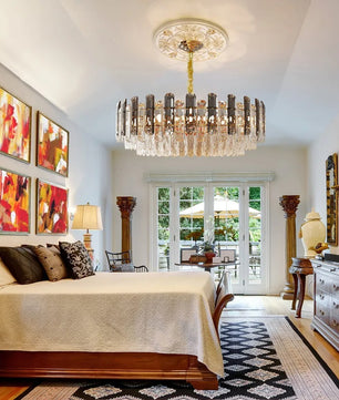 Ronde Kristallen Kroonluchter 80 cm – Luxe Plafondlamp met 15× E14 Fittingen voor Grote Ruimtes