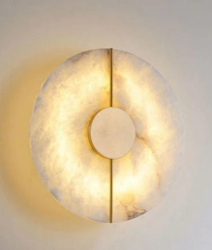 Moderne Marmeren LED Wandlamp – Ronde Albast Wandverlichting met Goud of Koper voor Woonkamer en Slaapkamer