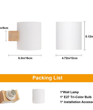 Moderne Houten Wandlamp – E27 Wandverlichting van Hout en Glas – Minimalistische LED Lamp voor Slaapkamer, Hal en Trap