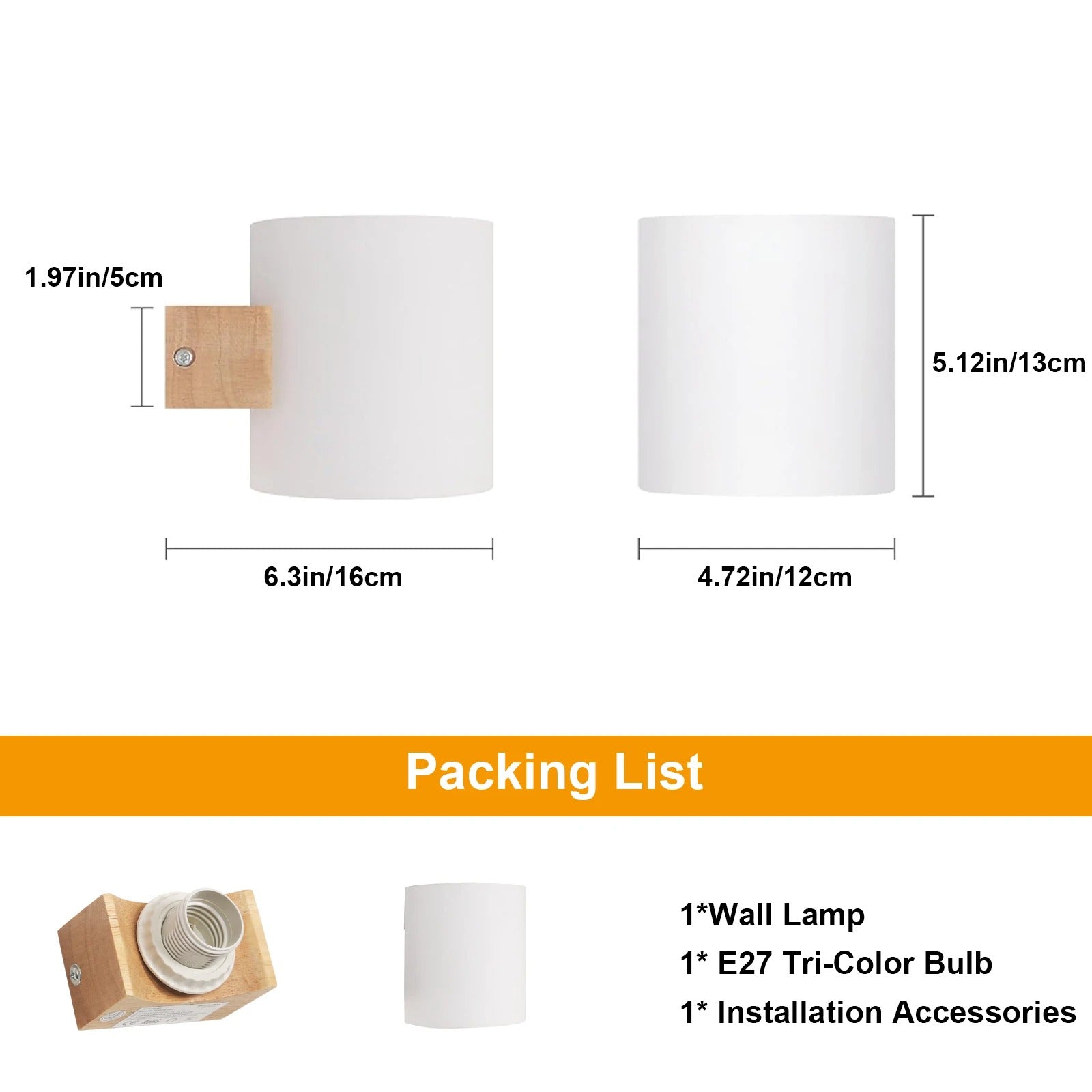 Moderne Houten Wandlamp – E27 Wandverlichting van Hout en Glas – Minimalistische LED Lamp voor Slaapkamer, Hal en Trap