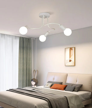 Industriële Plafondlamp Wit – Retro Metalen Kroonluchter met 3× E27 Fittingen voor Woonkamer en Eetkamer