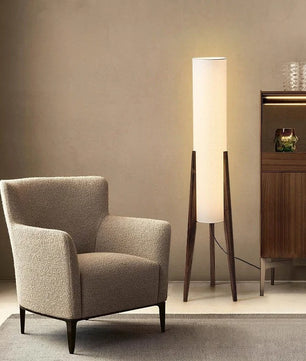 Japanse Wabi-sabi Vloerlamp van Massief Hout – Retro Staande Lamp met Stoffen Kap – Sfeervolle Hoeklamp voor Woonkamer en Slaapkamer