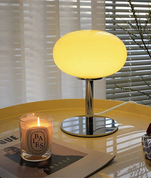 Lollipop Tafellamp – Retro Crème Glazen Tafellamp met Touch Bediening – Dimbaar en Oplaadbaar Omgevingslicht