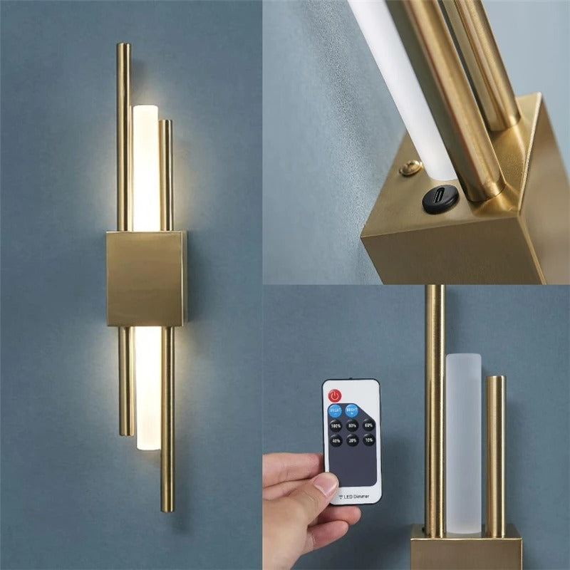Moderne Acryl Wandlamp – LED Pijpvormig Design met Afstandsbediening en Oplaadfunctie – Minimalistische Wandverlichting voor Slaapkamer en Woonkamer