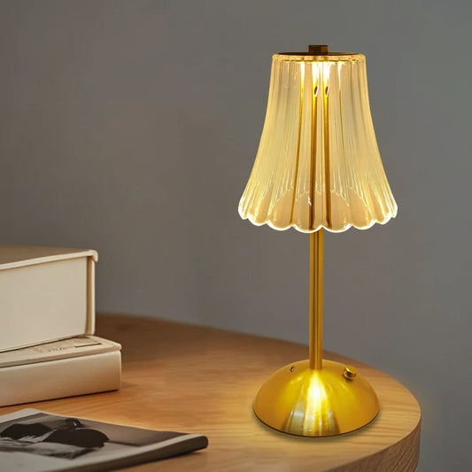 Kristallen LED Tafellamp – Oplaadbare Dimbare Nachtlamp en Boeklicht voor Sfeerverlichting en Decor