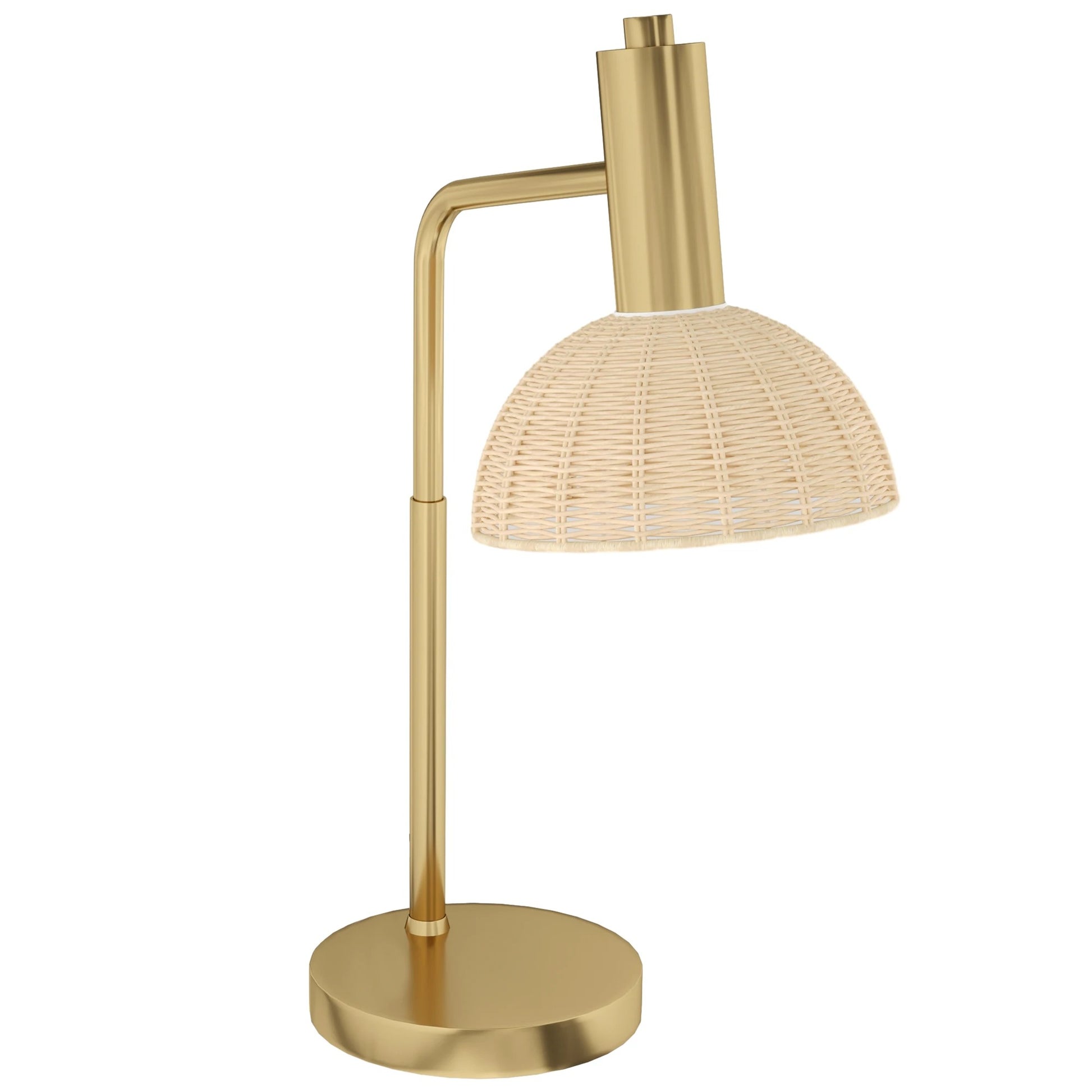 Tafellamp met Rotan Kap – Sfeervolle Nachtlamp met E14 Fitting, Warm LED Licht en Bronzen Frame