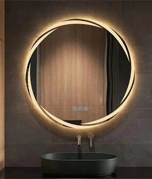 Ronde LED Badkamerspiegel met Anticondens en Backlight – Touchbediening, Geheugenfunctie & 3 Lichtkleuren – Moderne Wandspiegel voor Badkamer
