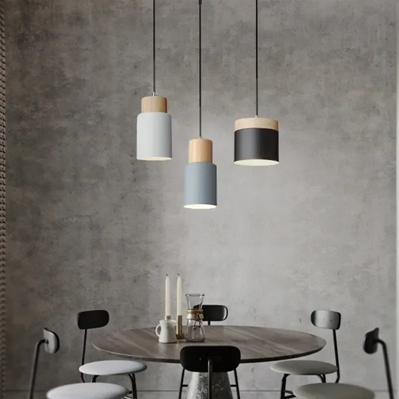 Nordic Moderne LED Hanglamp – Aluminium & Hout Plafondlamp voor Keuken, Bar & Woonkamer
