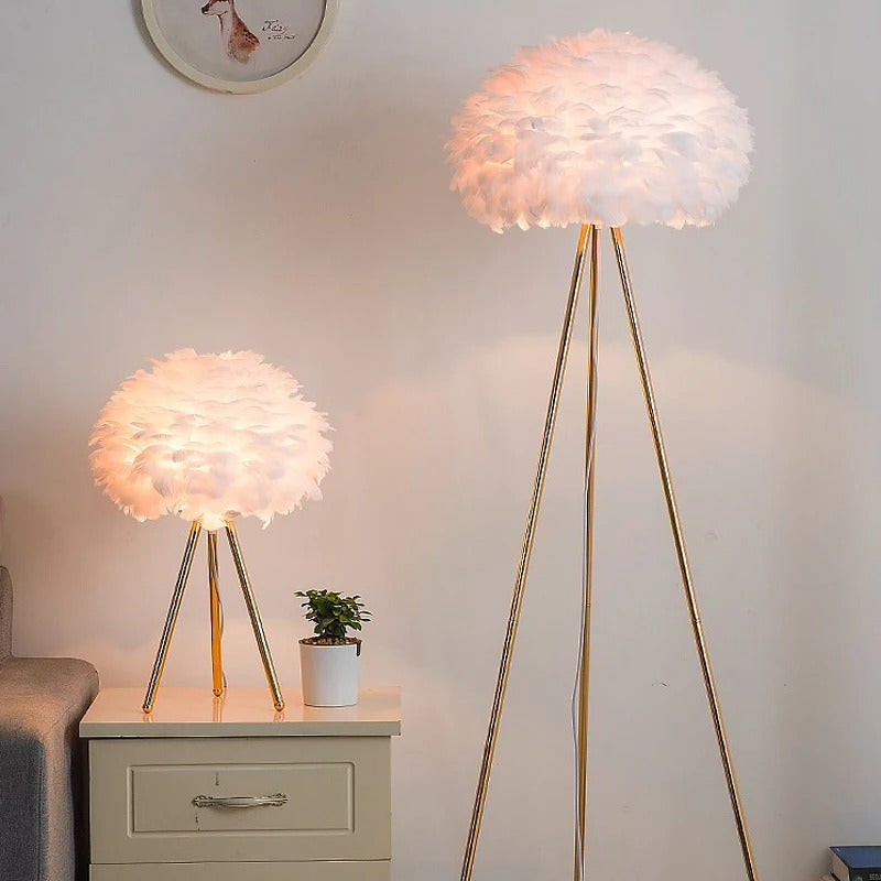 Veren Vloerlamp met Ganzenveren – Luxe Staande Lamp E27 – Zachte Romantische Sfeerverlichting voor Woonkamer en Slaapkamer
