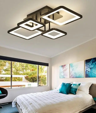 Moderne LED Plafondlamp – 56W Dimbaar met Afstandsbediening en App – 90 cm Aluminium Plafondverlichting voor Woonkamer en Eetkamer