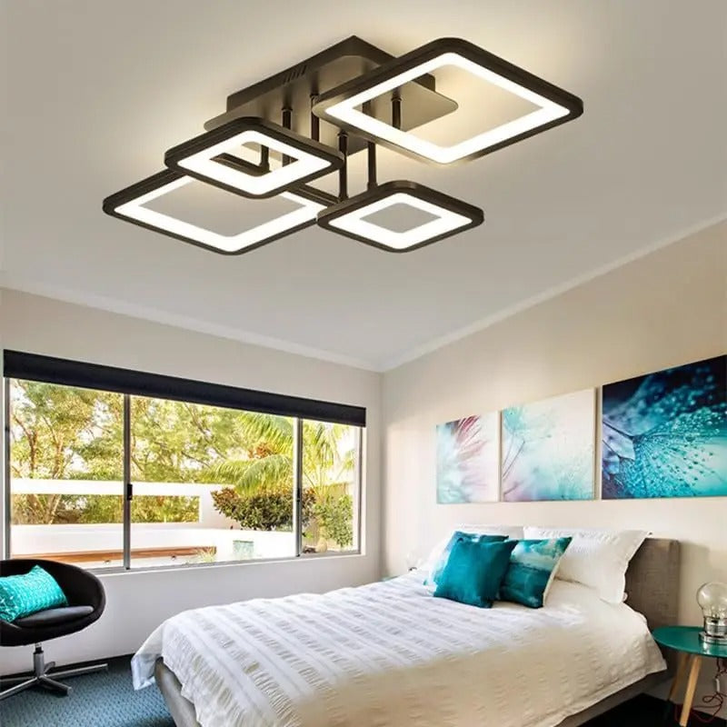 Moderne LED Plafondlamp – 56W Dimbaar met Afstandsbediening en App – 90 cm Aluminium Plafondverlichting voor Woonkamer en Eetkamer
