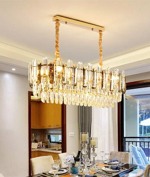 Luxe Kristallen Kroonluchter – Moderne LED Plafondlamp met E14 Fittingen in Goud