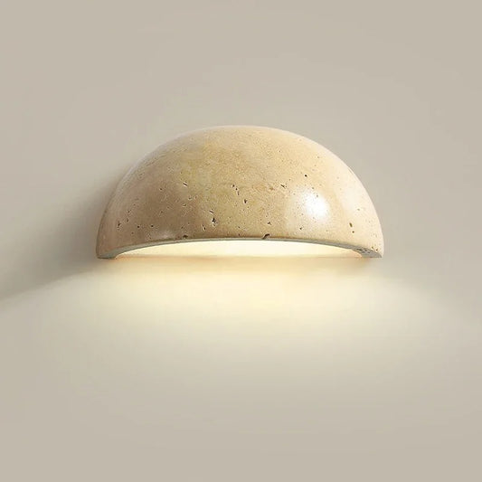 Halfronde Wandlamp van Natuursteen – Nordic Wabi-Sabi Design voor Woonkamer en Slaapkamer