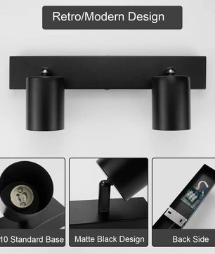 2-Lichts GU10 Plafondspot – Moderne Metalen Opbouwlamp met Verstelbare Spots – Gerichte Verlichting voor Woonkamer, Slaapkamer en Keuken