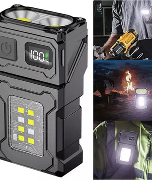 Mini USB-C Oplaadbare LED Zaklamp – Magnetisch, 180° Draaibaar & Multifunctioneel – Compacte COB Werklamp met Powerbankfunctie