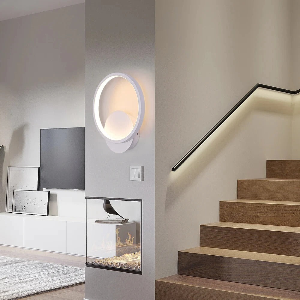 Moderne Ronde LED Wandlamp – 12W Warm Wit 3000K – Acryl en Aluminium Design voor Woonkamer en Slaapkamer