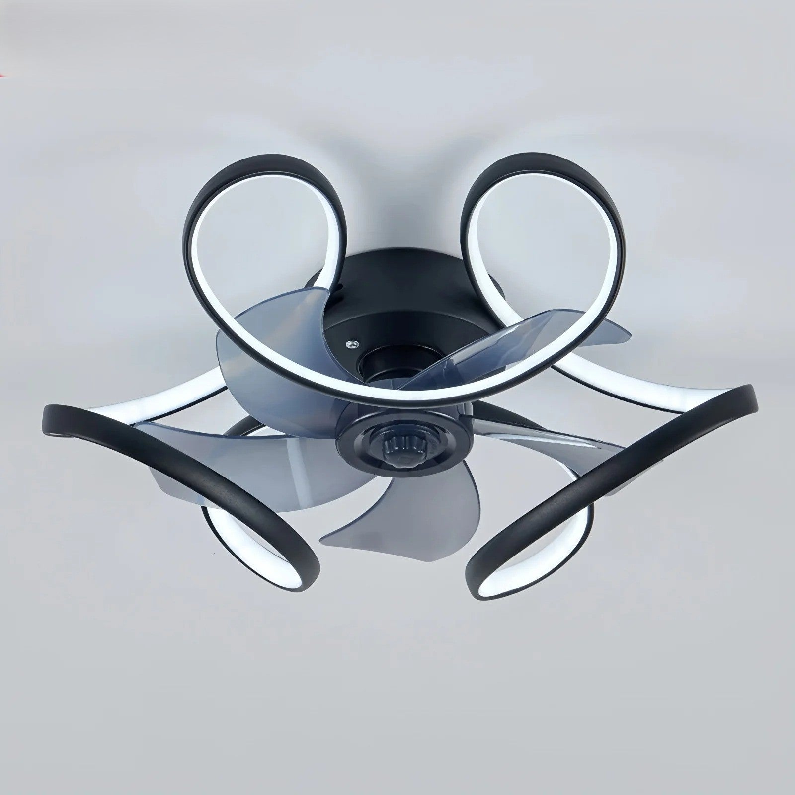 Nordic Smart Plafondventilator met LED – Scandinavisch Geometrisch Design met APP en Afstandsbediening, 6 Snelheden en Stille DC-Motor voor Woonkamer en Slaapkamer