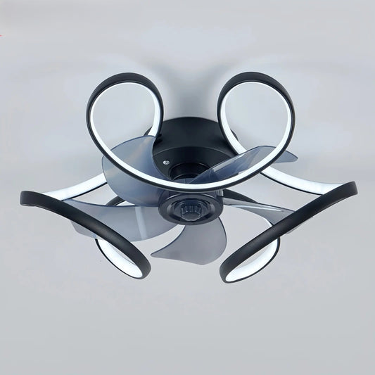 Nordic Smart Plafondventilator met LED – Scandinavisch Geometrisch Design met APP en Afstandsbediening, 6 Snelheden en Stille DC-Motor voor Woonkamer en Slaapkamer