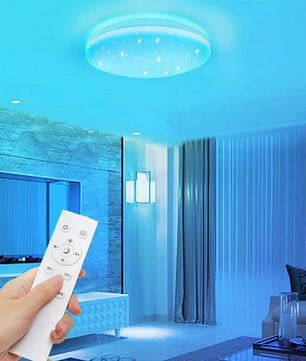 RGB LED Plafondlamp 40 cm – 36W Dimbaar met Sterrenhemel Effect en Afstandsbediening – Moderne RGB Plafondverlichting voor Woonkamer, Slaapkamer en Badkamer