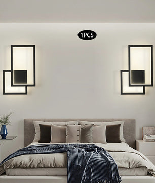 Moderne LED Wandlamp – Geometrisch Design met 3 Instelbare Lichtkleuren – Zwart Metalen Wandverlichting 30W (3000–6500K) voor Woonkamer, Slaapkamer en Hal