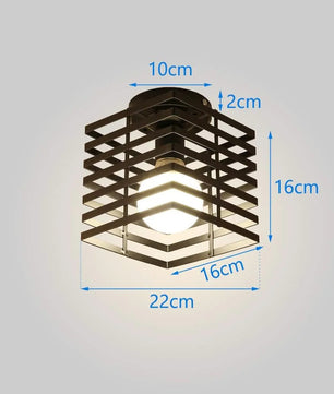 Vintage Industriële Plafondlamp – Zwarte Metalen Kubus Kooi Lamp met E27 Fitting
